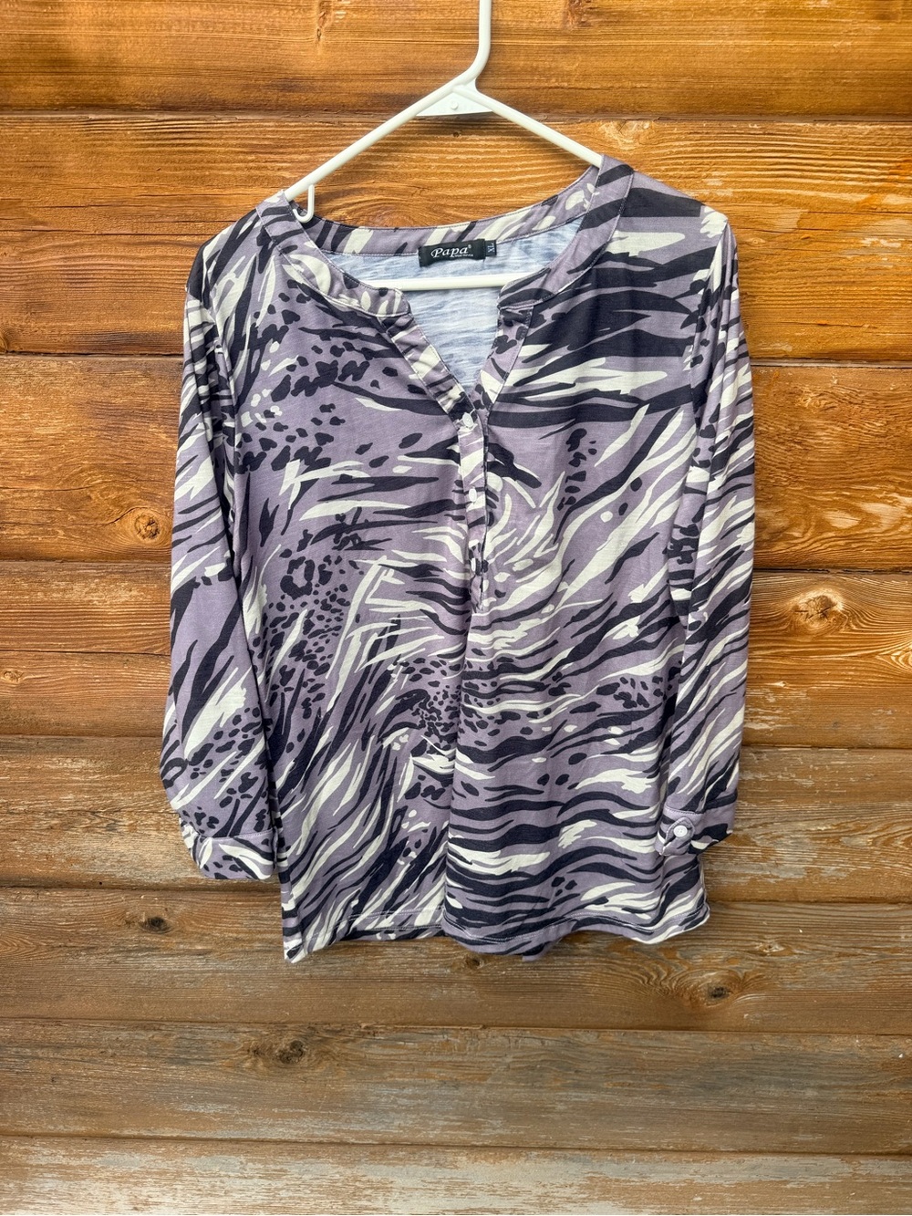 Papa Vancouver Women's Long Sleeve Purple Camo Tee - Comfortable Everyday Top